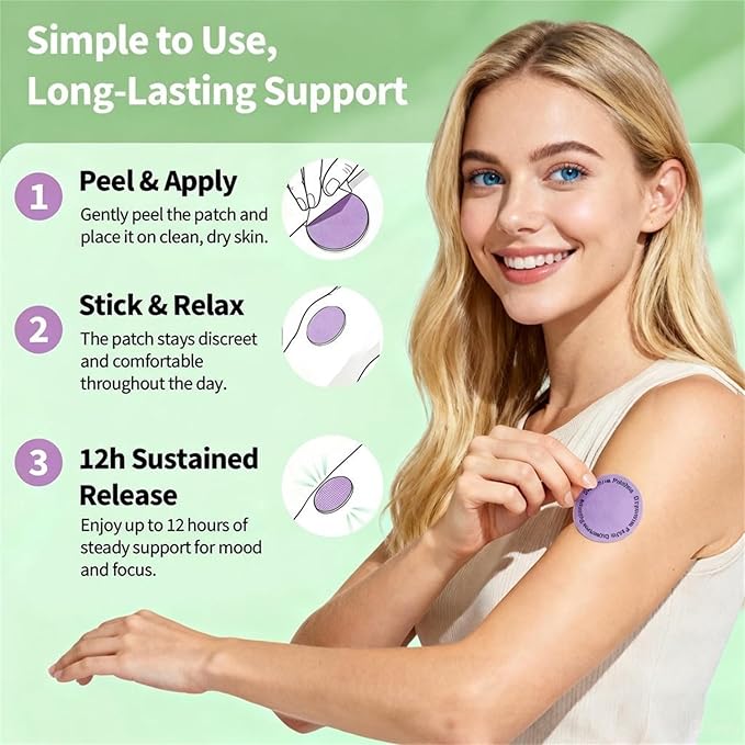 Dopamine Patches Extra Strength – Mood Support, Calm & Focus – Stress Relief with Mucuna & 5-HTP – Plant-Based, Vegan – 60 Patches (2 Month Supply)