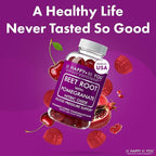 Beetroot with Pomegranate Gummies – Nitric Oxide Booster & Blood Pressure Support – Cherry Pomegranate Flavor – Vegan, Gelatin-Free, Pectin-Based – 90 Ct