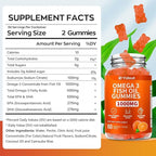 Omega 3 Fish Oil Gummies, Delicious Orange Flavor Fish Oil Gummy Supplements for Joint, Heart Health, & Brain Support (60 Count（Pack of 1）)