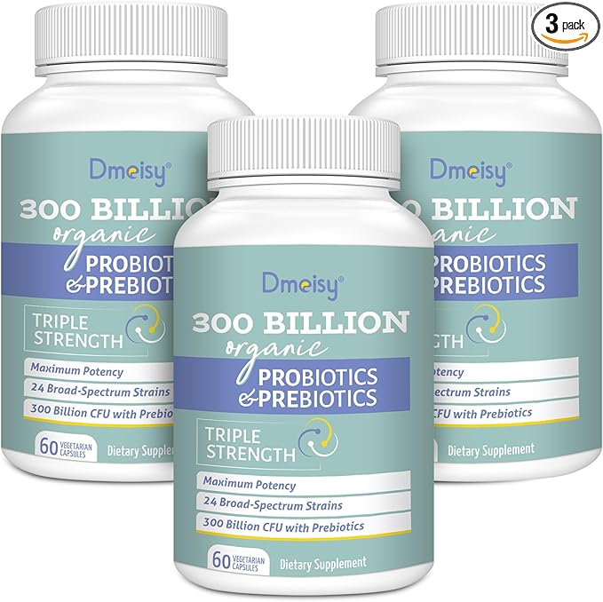 Probiotics for Women and Men, 300 Billion CFU 24 Strains Probiotics + 15 Organic Herbs Prebiotics Blend, Shelf Stable Gut Health Supplement for Digestive Immune & Whole-Body Health, 6 Month Supply