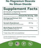 Inner Brightness Moringa Capsules 1000mg Per Serving – 10:1 Moringa Leaf Extract Green Superfood for Energy & Immune Support – Vegan, Non-GMO, 60 Count, Made in USA