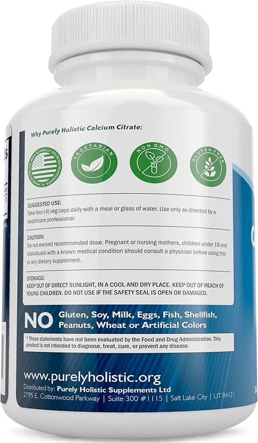 Calcium Citrate 1000mg | Healthy Bone & Teeth Support | High Absorption Cal Citrate | Gentle on Digestion | Vegan & Non-GMO | 3 Month Supply | Calcium Supplements for Women & Men | 365 Capsules
