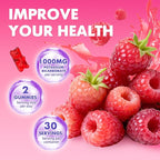 2 Pack Potassium Gummies 1000mg, Potassium Bicarbonate Supplement for Adults & Kids, Support Electrolyte Balance & Muscle Heath, Sugar-Free, Raspberry Flavor, 120 Count