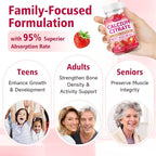 High Absorption Calcium Citrate Gummies 1200mg - Bone & Teeth Support for Adults & Kids, Vegan Sugar-Free Gummies, Strawberry Flavor, 60 Count