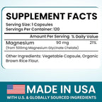 VITBOOST Magnesium Glycinate 500mg - High Absorption Chelated Supplement - Supports Sleep, Muscle Recovery & Heart Health - Non-GMO, Vegan - 120 Capsules - Made in USA