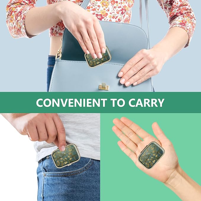 Pill Case Pill Box with Mirror Retro 2 Compartment Small Pill Case for Purse or Pocket Bronze Rectangular Pill Box or Vitamins, Fish Oil, Supplements, Pill Containe Travel Gifts（Retro Rose Floral）