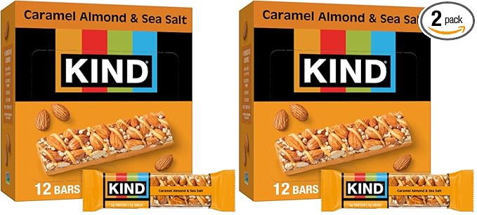 KIND Nut Bars,Caramel Almond & Sea Salt,Healthy Snacks,Gluten Free,Low Sugar,6g Protein,12 Count (Pack of 2)