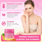 Her Juicy Feminine Probiotics Gummies - Women's Probiotic Slippery Elm Gummies Support pH Balance, Gut Health & Immune System, Sugar-Free, Pineapple Flavor, 60 Count