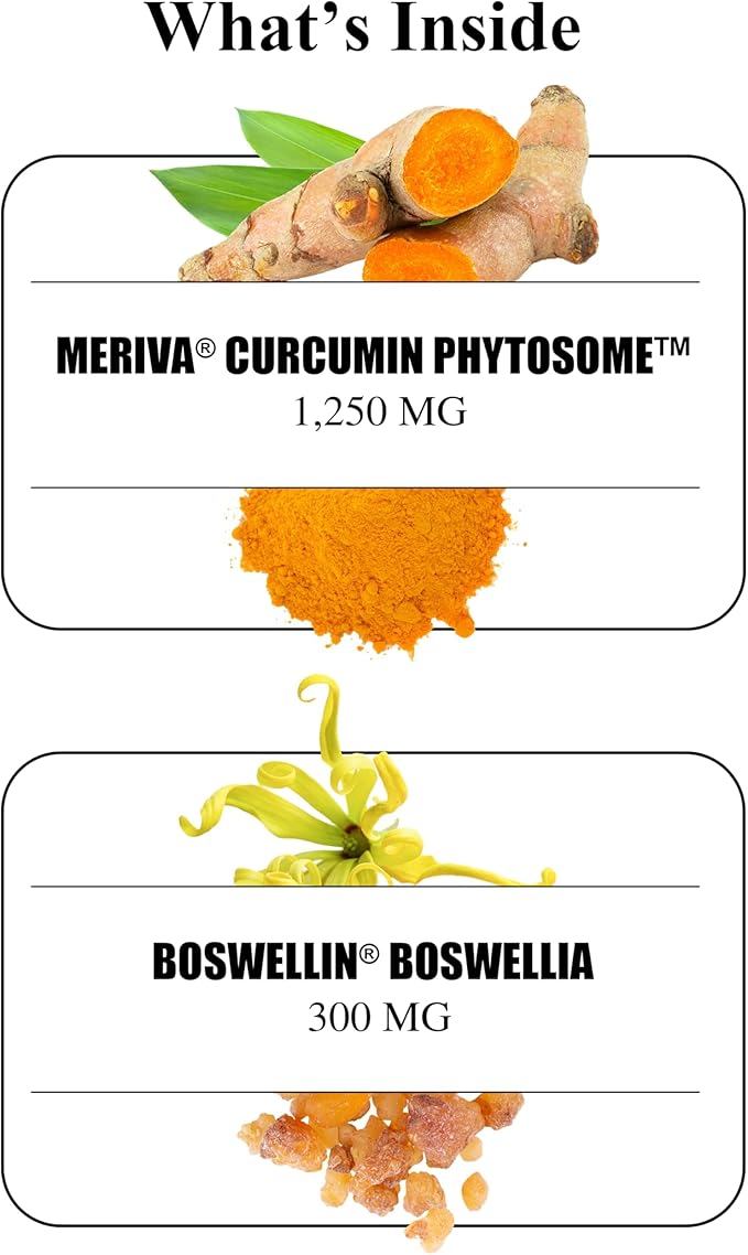 Durable Turmeric - 1250 mg Meriva Curcumin, 29X More Absorption + Boswellia – Joint Comfort, Mobility & Healthy Inflammation – Doctor Formulated, Vegan, Non-GMO, Made in USA (180 Capsules)