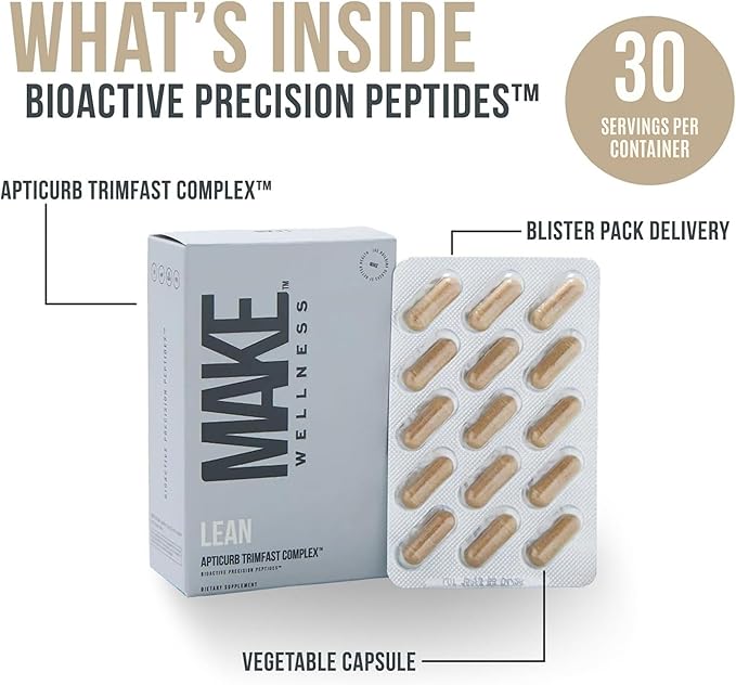 Lean Peptide Supplement | Supports Overall Wellness, Normal Muscle Health & Active Lifestyles | Bioactive Peptide Blend | Clean, Non-GMO Formula | 30 Servings for Daily Nutrition