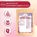 WT WEETEE Hawthorn Hibiscus Tea Bags 50 Count, Pure Made of Hibiscus, Hawthorn Berries & Leaves, Natural Caffeine-free Herbal Tea for Heart