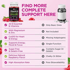 Vitamin B Complex Gummies for Women & Me, Vitamin B12, B1, B2, B3, B6, B7, B9 with Vitamin C, Zinc, Magnesium & CoQ10 for Energy, Brain, Nervous System & Mood, Natural Raspberry Flavor, 60 Gummies