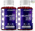Vitamatic Melatonin 10 mg Vegetarian Gummies – Non-Habit Forming – 60 Gummies per Bottle – 2-Pack (Total 120 Vegan Gummies)