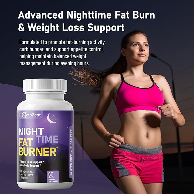 Night Time Fat Burner for Weight Loss - Metabolism Booster Nighttime Belly Fat Burn & Natural Appetite Suppressant Supplement for Men Women - Relaxation Weight Control Support Pills