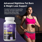 Night Time Fat Burner for Weight Loss - Metabolism Booster Nighttime Belly Fat Burn & Natural Appetite Suppressant Supplement for Men Women - Relaxation Weight Control Support Pills