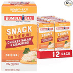Bumble Bee Snack On The Run! Protein Snack Pack - Original Chicken Salad with Crackers - 10g Protein per Box - Ready to Eat Easy-Open Canned Chicken Salad (Pack of 12)