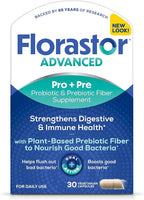 Florastor Select Pro+Pre Daily Probiotic and Prebiotic Supplement for Women and Men, Boosts Good Bacteria, Saccharomyces Boulardii CNCM I-745 (30 Capsules) (Pack of 1)