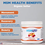 KALA HEALTH MSMPure Raspberry Peach Flavored Coarse MSM Powder Flakes – US-Made MSM for Joint Health, Skin Appearance, and Hair & Nail Support – 8.8 oz, Organic Sulfur