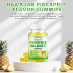 Premium Feminine Balance Gummies for Women pH Balance Support & Immune Health, Sugar Free, Non-GMO, Vegan, Gluten-Free - 60 Pineapple Gummies, 30 Servings