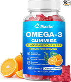 Vegan Omega-3 Gummies for Adults – Sugar-Free, Algae-Based DHA 600mg & EPA 300mg, with Vitamins A, C, E, Zinc – Omega 3 Fish Oil Alternative, 60 Count