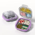 Travel Pill Organizer - Airtight Medicine Case for Traveling Portable Pharmacy Box with Labels Vitamin Container 7 Compartment Supplement Medication Holder Large Capacity Daily (Purple)
