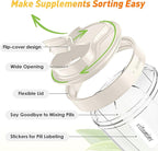 Pill Dispenser with 7 Large Compartments - Portable Pill Organizer for Travel, Anti-Mix Design & Wide Opening Design, Easy Access to Vitamin Dispenser, Includes 20 Blank Stickers (White)