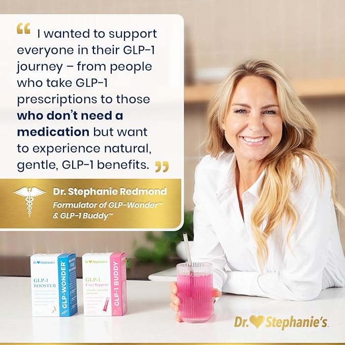 Dr. Stephanie's GLP-1 Buddy Pair with GLP-1 Boosters for Best Results - Digestive Support, Preserve Lean Muscle, Replenish Vitamins - Strawberry Watermelon Drink Mix