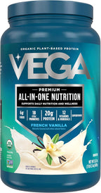 Vega Organic All-in-One Vegan Protein Powder, French Vanilla -Superfood Ingredients, Vitamins for Immunity Support, Keto Friendly, Pea Protein for Women & Men, 1.5 lbs (Pack of 1)