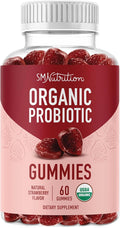 Organic Probiotics Gummies | 5 Billion CFU Probiotics for Digestive Health & Immune Support | Hardy Bacillus Subtilis | Strawberry Gummies | Shelf Stable, Gluten-Free, Vegan | 60 Ct. (1 Month Supply)