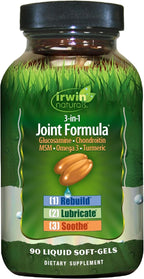 Irwin Naturals 3-in-1 Joint Formula with Glucosamine, Chondroitin, Turmeric & Boswellia - Advanced Joint Support Supplement for Men and Women - 90 Liquid Soft-Gels