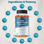 Gelatin Free, Vegetarian Kids Multivitamin Gummies 45-90 Day Supply. 14 Essential Vitamins & Minerals. Kids Gummy Vitamins for Overall Wellness. Non-GMO, Gluten Free Children Vitamin