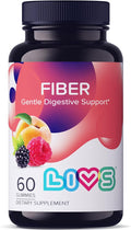 LIVS Fiber Gummies for Adults – Promote Digestive Support & Regularity | Gut Health & Smooth Digestion | Plant-Based Prebiotic | Non-GMO Fiber Supplement for Men & Women | 60 Count with 30 Servings