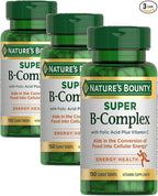 Nature's Bounty Super B Complex Vitamins with Vitamin C & Folic Acid,Vitamins for Immune & Cellular Energy Support,150 Tablets,(Pack of 3)