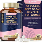 Beef Organ Supplement for Women - Beef Liver, Kidney, Heart,Uterus Tissue - Balance Hormones & Women's Overall Energy - Grass Fed, Pasture Raised - Natural Iron Supplement with Folate - 120 Capsules