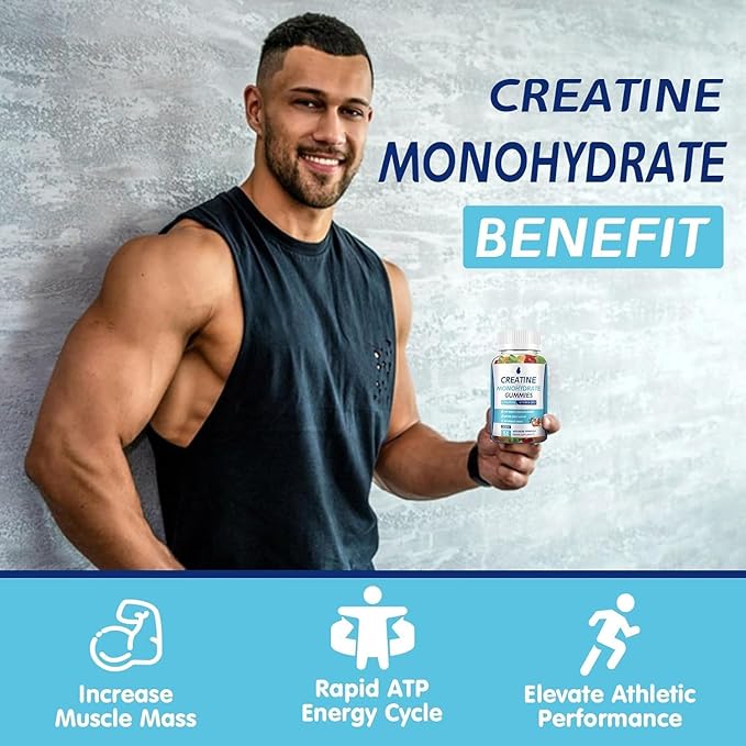 Creatine Monohydrate Gummies 5000mg Creatine for Women & Men 2 Packs, Creatine Monohydrate Chew for Boost Focus, Muscle Strength, 5g Creatine Monohydrate per Serving, Sugar Free, Vegan
