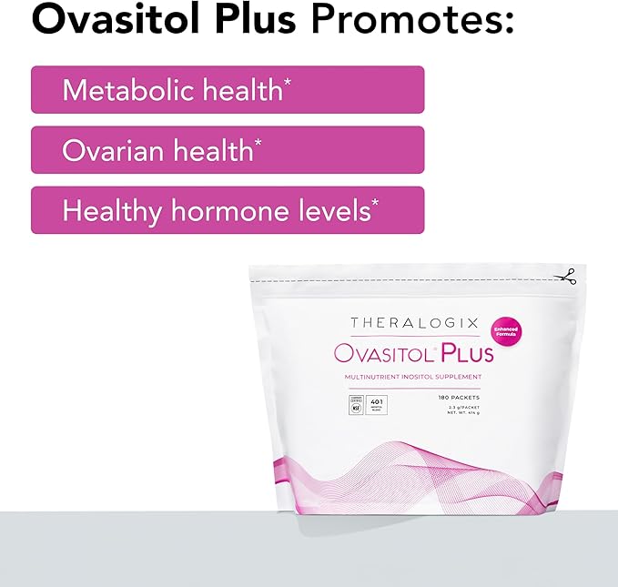 Theralogix Ovasitol Plus Metabolic Health Supplement - Myo-Inositol & D-Chiro Inositol+Chromium Picolinate+Alpha-lactalbumin & Vitamin D - 90-Day Supply - Unflavored - 180 Count