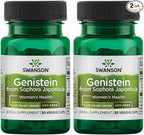 Swanson Soy-Free Genistein Plant-Based Supplement for Women Seeking Hormonal Balance, Bone, and Cardiovascular Support - 125 mg (60 Vegan Capsules, 2 Pack)