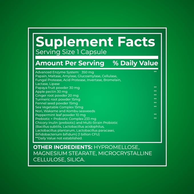 Unique Bundle Store Digestive Enzymes – 60 Vegetarian Capsules, Enzimas Digestivas with Probiotics and Prebiotics, Enzymes for Digestion, Daily Digestive Health Supplement (Pack of 2)