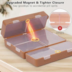 FYY 2 Pcs Daily Pill Organizer, 7 Compartments Portable Pill Case Travel Pill Organizer,[Folding Design] Pill Box for Purse Pocket to Hold Vitamins,Cod Liver Oil,Supplements and Medication-Brown