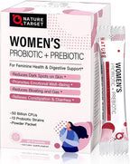 NATURE TARGET Probiotics for Women Probiotic Powder - 50 Billion CFUs, 13 Strains Supports for Digestive Vaginal Health, Bloating Relief, 30 Stick Packs