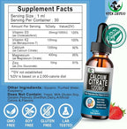 Calcium Citrate Supplement,1200mg Calcium with Vitamin D3 Drops for Bone,Teeth,Colon,Cardiovascular Health,High Absorption Liquid Calcium Magnesium Citrate 400mg Plus Zinc Vitamin K2,Vegan,30 Servings