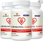 Ubiquinol CoQ10-600mg-Softgel, Active Coq10 Ubiquinol Supplement with Vitamin E & Omega 3, 6, 9, High Absorption-Coenzyme-Q10, Powerful Antioxidant for Energy Production, Tested, 180 Count