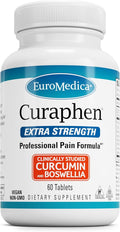 EuroMedica Curaphen Extra Strength - Curcumin & Boswellia Supplement for Healthy Circulation Support - Turmeric Supplement to Support Joints, Muscle Health & Endorphin Production - 60 Tablets
