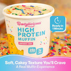 Bootylicious | 25g Protein Muffin | Birthday Cake | Low Carb, 16g Fiber, Low Glycimic Index, Low Sugar, 2.54oz Cup, 12-Pack