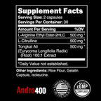 Andro400 Max Advanced T-Support & Nitric Oxide Booster – Tongkat Ali with L-Arginine & L-Citrulline – Supports Blood Flow, Circulation, and Physical Performance – 1 Pack, 60 Capsules