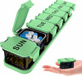 Extra Large Weekly Pill Organizer - XL Vitamin Holder with 7 Detachable Compartments, Portable Medicine Pill Organizer for Supplements, Daily Pill Case for Home and Travel,Green