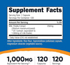 Nutricost Milk Thistle Extract 120 Capsules for 120 Servings Per Bottle - Vegan, Non-GMO and Gluten Free