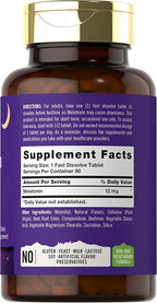 Tahoe Nutritionals Melatonin 12mg Fast Dissolve Tablets | 90 Pills | Berry Flavored Supplement for Adults | Vegetarian, Non-GMO, Gluten Free