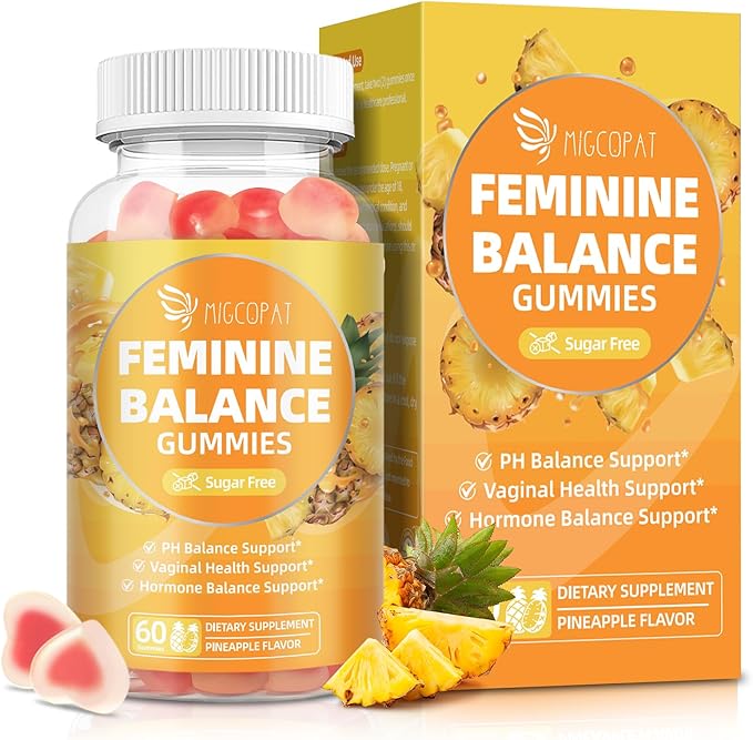Premium Feminine Balance Gummies, Women’s Health Probiotics - 100 Billion CFU Probiotics - Immune Support, Gut Health, Hormone Balance, PH Balance Vitality, Pineapple Flavor, 60 Count