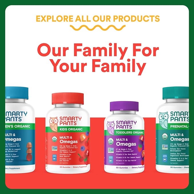 SmartyPants Kids Multivitamin & Fiber Gummies: Prebiotic Fiber to Support Kids Digestion with Vitamin D3, C, Vitamin B12, B6, A, Zinc, Biotin, Folate, Three Fruit Flavors, 120 Count (40 Day Supply)